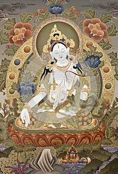 Tibetan tangka White Tara Goddes