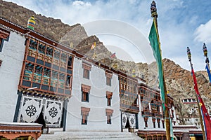 Tibetan traditional building and square of Hemis monastery in Leh, Ladakh, Jammu and Kashmir