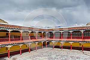 Tibetan traditional building and square of Hemis monastery in Leh, Ladakh, Jammu and Kashmir