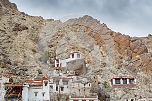 Tibetan traditional wooden buildings of Hemis monastery in the valley Himalayas of  Leh, Ladakh,   Jammu and Kashmir