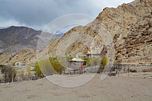 Tibetan traditional wooden buildings of Hemis monastery in the valley Himalayas of  Leh, Ladakh,   Jammu and Kashmir