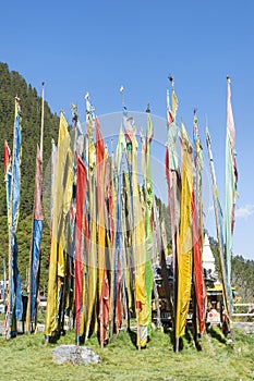 Tibetan village, Jiuzhaigou National Park, Sichuan Province, China