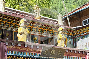 Tibetan village, Jiuzhaigou National Park, Sichuan Province, China