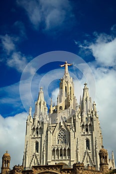 Tibidabo church on mountain in Barcelona