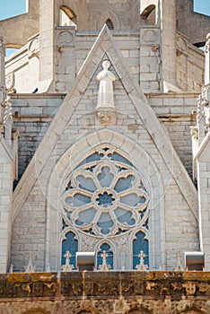 Tibidabo church on mountain in Barcelona with christ statue