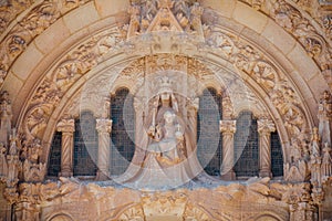 Tibidabo church on mountain in Barcelona with christ statue