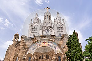 Tibidabo Hill in Barcelona with Sagrat Cor Church