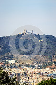 Tibidabo hill in Barcelona, Spain