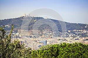 Tibidabo hill in Barcelona, Spain