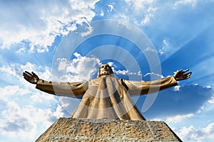 Tibidabo. Jesus Statue In Barcelona.