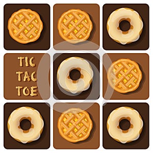 Tic-Tac-Toe of donut and pineapple pie