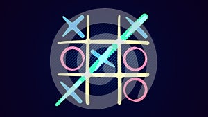 Tic-tac toe drawing in the blue background