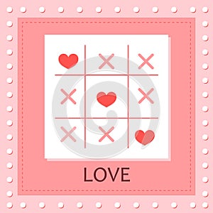 Tic tac toe game with cross and heart sign