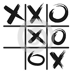 Tic tac toe game icon, black isolated on white background, vector illustration.