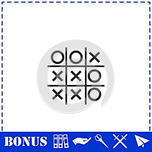 Tic tac toe game icon flat
