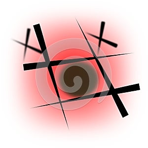 tic tac toe game logo black and red background