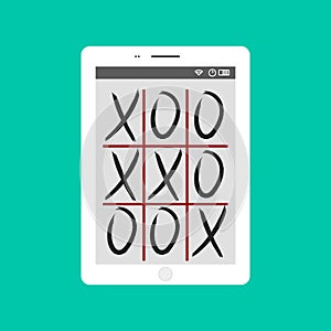 Tic-tac-toe game mobile app concept vector illustration.