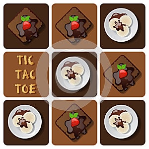 Tic-Tac-Toe of ice cream and brownie