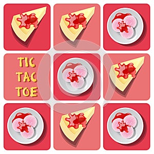 Tic-Tac-Toe of ice cream and crepe cake