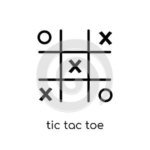 tic tac toe icon. Trendy modern flat linear vector tic tac toe i photo