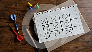 Close-up of tic tac toe leisure game.