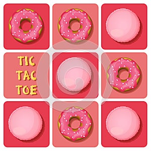 Tic-Tac-Toe of macaron and donut