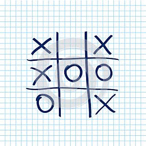 Tic tac toe. Noughts and crosses board game icon . Vector