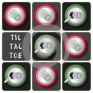 Tic-Tac-Toe of soda can or beer