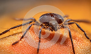 Tick close up insect. Selective focus.