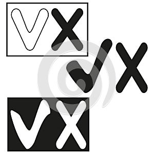 Tick cross black. Vector illustration. stock image.