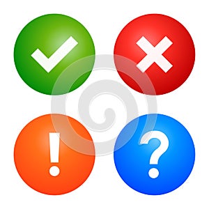 tick cross and question icon