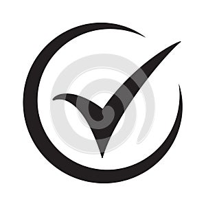 Tick icon vector symbol, checkmark isolated on white background, checked icon or correct choice sign, check mark or checkbox picto