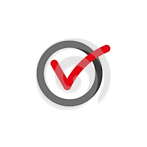 Tick icon vector symbol doodle style checkmark isolated on white background
