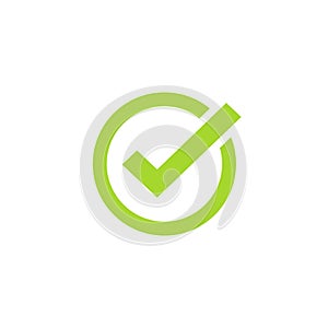 Tick icon vector symbol, green checkmark isolated, checked icon or correct choice sign