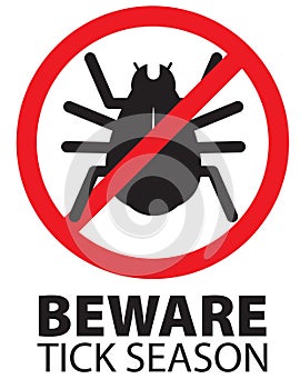 Tick Insect Season Beware Warning Logo Sign Icon photo