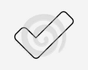 Tick Line Icon. Ok Correct Right Approve Confirm Verify Mark Okay Vote Agree Choice Pass. Black White Sign Symbol EPS Vector