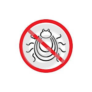 Tick parasite warning sign line icon. Epidemic. Human mite parasite. Mite parasites. Vector