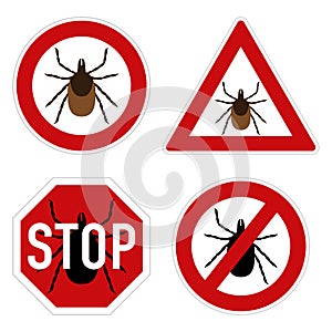 Tick parasite warning sign photo