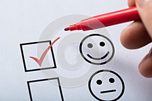 Tick Placed In Customer Service Satisfaction Survey Form