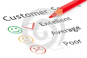 Tick placed in excellent checkbox on customer serv