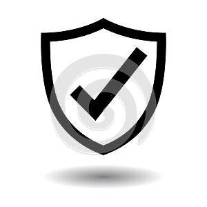 Tick shield security icon black and white