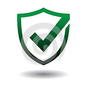 Tick shield security icon on white