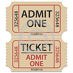 Ticket admit. Admit one ticket icons.