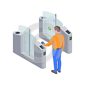 Ticket Barrier Isometric Composition