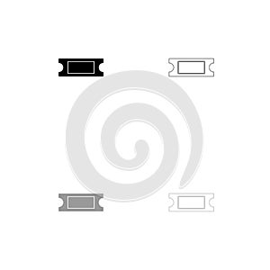 Ticket black and grey set icon .