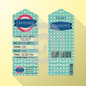 Ticket Design Template Retro Style. Standard Class