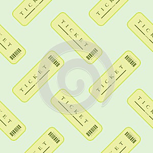 Ticket flat design seamless pattern. Cinema ticket icon seamless pattern background. Admit one coupon entrance vector illustration
