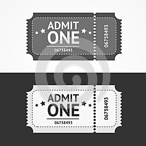 Ticket Icon Blank Admit Set. Vector