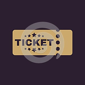 The ticket icon. Ducket and seat, tkt symbol. Flat