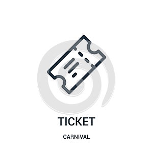 ticket icon vector from carnival collection. Thin line ticket outline icon vector illustration